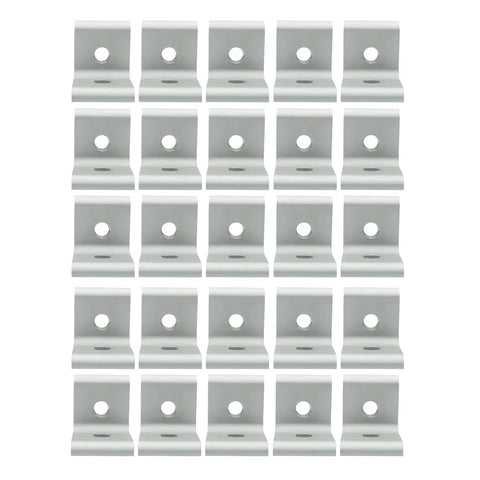 Built Tough Inner Corner Brackets 25 Pack For 15 Series Aluminum Extrusion 90 Degree Angle T Slot Frame Connector Hardware For Rock Solid Diy Builds And Fast Assembly Jobs, silver aluminum connectors arranged in grid.