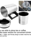 Road Trip Ready 12V Car Electric Kettle Heats Water Instantly Plugs Straight Into Cigarette Lighter with dual compartments.