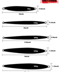 Hella Badass Saltwater Jigging Lures Set Of Three 150 Gram Speed Vertical Slow Pitch Artificial Bait Multi Color Metal Fishing Plugs dimensions chart.
