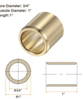 Zero Hassle Swap Two Pack Three Quarter By One By One Inch Cast Brass Flanged Sleeve Bearing Heavy Duty Oilless Bushing showing dimensions and design.