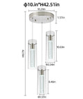 Dimensions of Brushed Nickel Crystal Pendant Light With Adjustable Rod, Modern LED Fixture For Kitchen Island, Dining Room, And Bar, 8W 6000K Warm White, Energy Saving, ETL Certified, Hand Cut Crystal Design