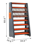 Side view of Beefy Heavy Duty Tool Holder Rack For Machining Shops And Garages With Eight Row CAT40 Organizer And Parts Box