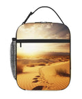 Golden Desert Bright Sunshine Insulated Lunch Bag With Detachable Handle For Women And Men featuring desert landscape design.