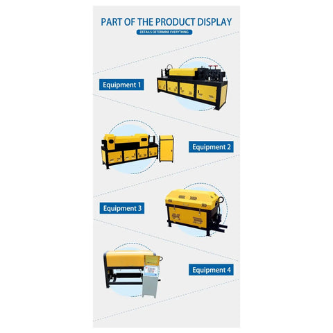 Product display of Heavy Duty Automatic Rebar Straightening And Cutting Machine Hydraulic Steel Bar Processor 4-14Mm with four units.
