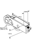 Diagram of End Adjust Tandem Patio Door Rollers with Steel Carrier and Ball Bearing Wheels Nylon Wheel Option for aluminum tracks.