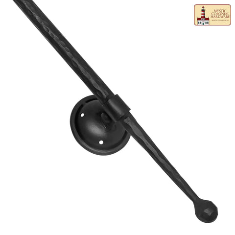 Mystic Colonial Cast Iron Door Handle Handforged Antique Pull for Castle Gates, vintage black iron hardware close-up view