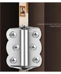 Concealed Cabinet Door Hinge Set, 2 Pack Stainless Steel With Automatic Flush Closing, mounted on a wooden door in close-up view