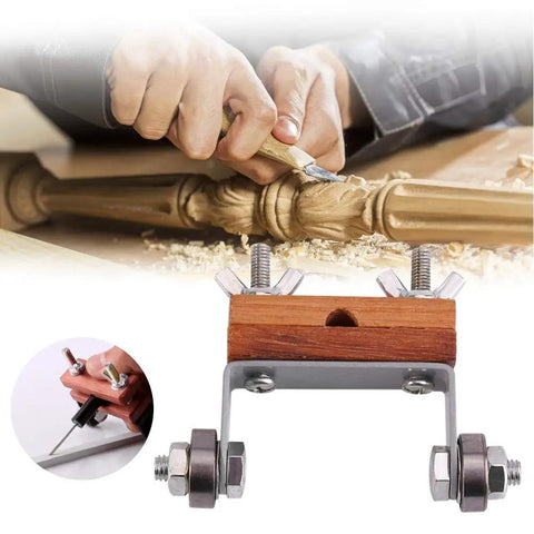 Heavy Duty Chisel Sharpening Guide Rock Solid Honing Jig Offering Dead Simple Angle Tweaks For Woodworking Blades shown in use on a carving project.