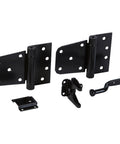 All In One Self Closing Gate Kit With Black Steel Hinges And Latch For Wood Vinyl And Steel Gates 50 Lb Capacity WeatherGuard Protection