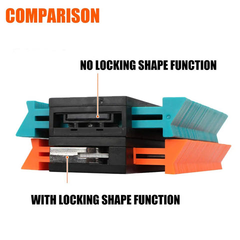 Comparison of Dead Nuts Accurate 10 Inch Contour Gauge Profile Tool's locking shape function versus no locking feature.