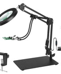 Gooseneck Lamp Magnifier With Stand 10x And 5x Zoom, desk mount, flexible arm, LED, for reading and crafts
