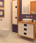 Bathroom cabinet with Six Pack Zinc Alloy Recessed Pull Handle 4.4 By 2.7 Inches Flush Lift Door Handle, black handles.