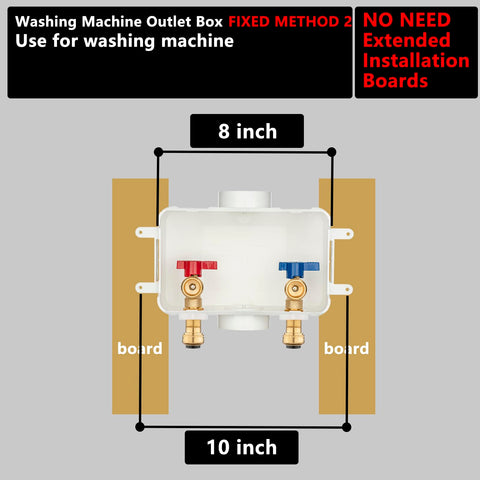 Washing Machine Outlet Box With Center Drain, Push To Connect Inlet One Half Inch, Outlet Three Quarter Inch Male Thread, Brass Ball Valves