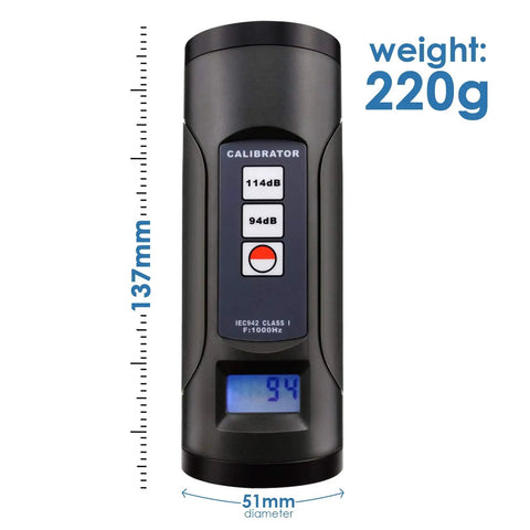 Pro Grade Sound Level Calibrator and Decibel Meter for Real World Noise Checks, 94dB and 114dB Calibration, 137mm height