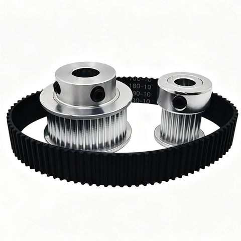 Super Cool 2GT Timing Pulley Set With 2 To 1 Ratio Perfect For Your DIY Projects Featuring Double Flange Design And Multiple Bore Sizes Like 4mm 6.35mm And Up To Include Long 600mm Belt Widths That Make Everything Run Smooth As Butter. 20T and 40T aluminum pulleys with belt