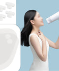 Woman holding a hair dryer with Pro Grade Mica Insulator Kit, thermal washer granules for TO-3/TO-204AA semiconductors in image.