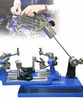 Tabletop No-Fuss Pro Grade Badminton And Tennis Racket Stringing Machine with 6 Point Fixing shown in blue.