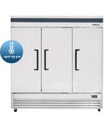 Massive 82 Inch Commercial Freezer With Triple Solid Doors And Precision Digital Temperature Control Built Hella Tough For Kitchens Running Round The Clock No Sweat Cold Storage With Free Liftgate Delivery Included Today front view with temperature range -10°F to 0°F.