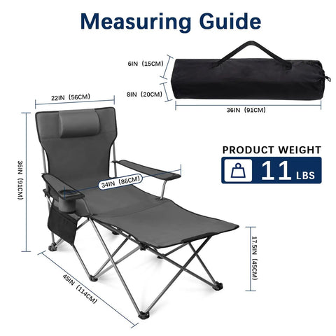 Comfy Reclining Beach Chair With Adjustable Backrest From Ninety To One Hundred Thirty Five Degrees, six-leg support, gray