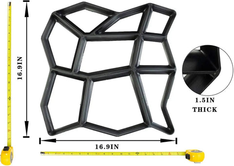 Two Pack Plus Size Stepping Stone Molds For Diy Concrete Pavers 16.9 By 16.9 By 1.57 Inches with black, reusable PP material