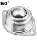 20 Pack 1 Inch Heavy Duty Carbon Steel Roller Ball Transfer Bearings Flange Mount 360 Universal Caster Swivel Wheels showing a shiny bearing with low friction design.