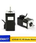 Two black NEMA17 stepper motors with silver front plates and drive shafts.