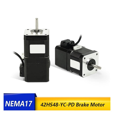 Two black NEMA17 stepper motors with silver front plates and drive shafts.