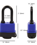 Beefy 4 Pack Keyed Alike Padlocks With Long Shackle Laminated Steel Construction Chrome Finish Same Key Opens All Locks dimensions shown