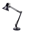Swing Arm Desk Lamp With 36 Inch Reach Fully Adjustable Multi Joint Metal Build Replaceable LED Bulb Black Office Task Lighting