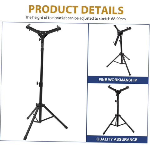 Folding Snare Drum Stand With Adjustable Height Tripod Base Heavy Duty Black Steel Practice Rack Quick Setup for Beginners, showing adjustable bracket.