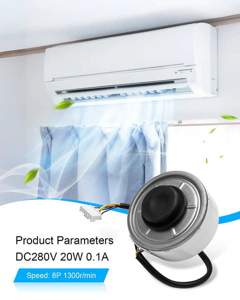 Brushless 280V Fan Motor For Air Conditioning, 20W, 1300RPM, 0.1A, Easy Install Plug In Replacement For WZDK20-38G ZKFP-20-8-6