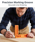 Man using Eight Pack 90 Degree Corner Clamps And Woodworking Positioning Squares Featuring 3 Inch And 4 Inch Sizes for precise marking.