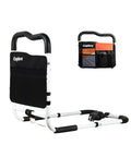 Extra Wide 16 Inch Bed Rail For Seniors, 350 Lb Capacity, black ergonomic handle, storage pocket, adjustable bed cane.