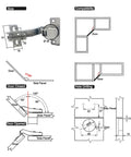 Badass 45 Degree Corner Cabinet Hinge Pack Of 8 With 35 Millimeter Mount Fits 16 To 20 Millimeter Panels technical diagram and dimensions