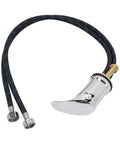 Commercial Grade Barbershop Shampoo Basin Faucet Mixing Valve featuring chrome finish and black flex hose for salon use.