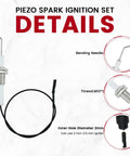 Ceramic Ignition Wire Assembly For Propane Patio Heaters Go-To Replacement Spark Plug Wire For Piezo Push Button Igniters shown with details.