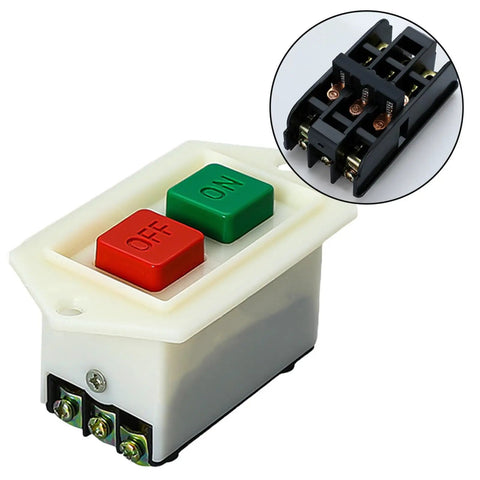 Heavy Duty Push Button Switch 380V With Lockable Transparent Cover Flush Mount For Machinery And Power Tool Control Panels Built For Tough Jobs, Industrial Grade, Easy Maintenance Access, Secure Lockout; red/green buttons and terminals