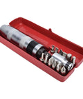 Heavy Hitter Manual Impact Driver Set Half Inch Square To Hex Reversible Wrench in red case with bits for stubborn screws and bolts.