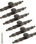 Antique Bronze Cabinet Pulls With Plate, 6.5 Inch Zinc Alloy Handles Set Of Six With Screws For Drawers Doors Furniture