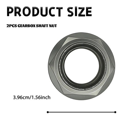 Heavy Duty Two Pack CV Axle Spindle Nuts For Subaru Forester Outback Legacy Impreza close-up of gearbox shaft nut, 3.96cm size.