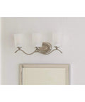 Three Light Brushed Nickel Bath Vanity Light With Etched Glass Shades For Traditional Bathroom Style Classic Fixture Elegant Decor
