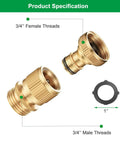 Solid Brass Garden Hose Quick Connector Set Three Quarter Inch Fittings No Leak Easy Connect Male And Female 6 Pack with washers