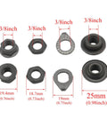 Heavy Duty 2 Pack Bike Hub Axle Set With 150 Mm Front And 180 Mm Rear Shafts For Multi Speed Bikes includes assorted nuts and washers.
