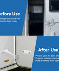 Before and after use of Heavy Duty RV Door Holder Clip Keeps Camper Entry Door Open In Windy Weather