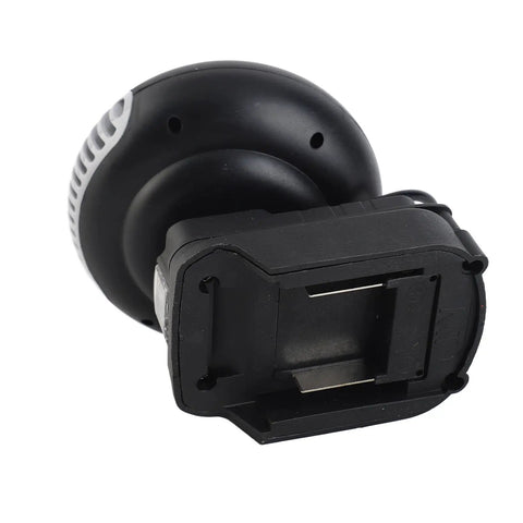 Kick Some Serious Heat Without The Cord Drag 18V Battery Powered Portable Space Heater 170W back view showing battery compartment.