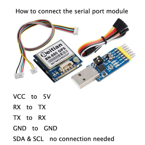 Wiring diagram for BN-880 GPS Module With Flash And HMC5883L Compass Active Antenna GPS Glonass Beidou Support Great For Arduino Raspberry Pi Pixhawk APM Flight Controllers And Open Source Flight Projects