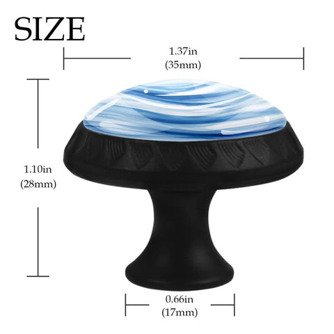 Blue And White Watercolor Waves Cabinet Knobs 12 Pack Crystal Glass Drawer Pulls for Dresser Cupboard 35mm top size