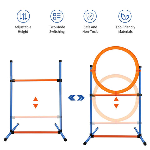 Go-To Dog Agility Training Equipment Kit jump ring and hurdle with adjustable height for outdoor use