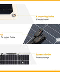 Ultimate 200W Solar Panel Kit For RV Boat Cabin Car Trailer With 12V System Flexible 100W Monocrystalline Panels details with cables