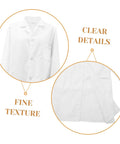 Close-up of Men's White Lab Coat With Long Sleeves Doctor Uniform For Medical Students And Professionals highlighting texture and details.